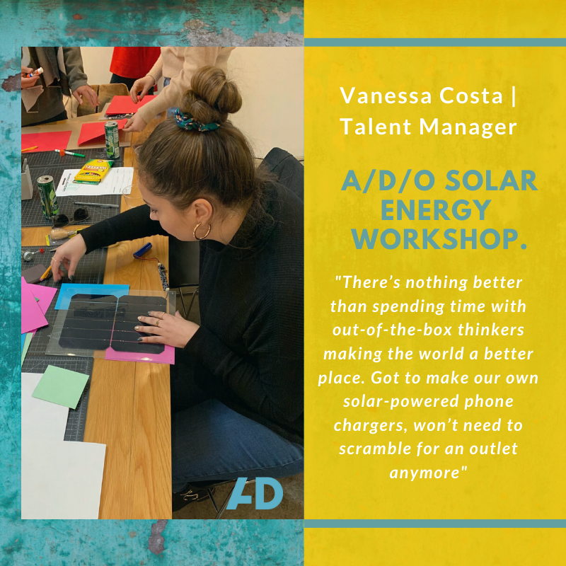 We had a blast this past weekend at the A/D/O Solar Energy Workshop! Thanks to @grouphugtech!

#solarenergy #adtalentinc #teamwork