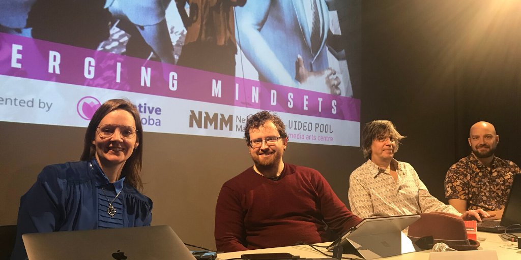 Creative__MB's tweet photo. Thank you to our fabulous panellists @FreyaOlafson, @corey_king, Willy Le Maitre and Les Klassen from @flipsidexr. Saturday's panel on The State of VR was intriguing, illuminating, and inspiring!
#Mergingmindsets next panel, Digital Sound Art, this Wednesday, 7-9pm @VideoPool https://t.co/iVJoU2ZPfN