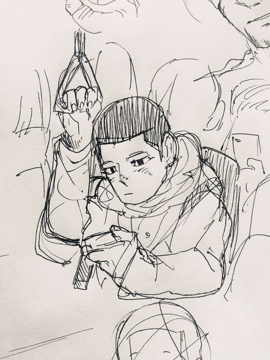 朝の一発描き
バスで単語帳を見る田舎の中学生ひゃくちゃん 