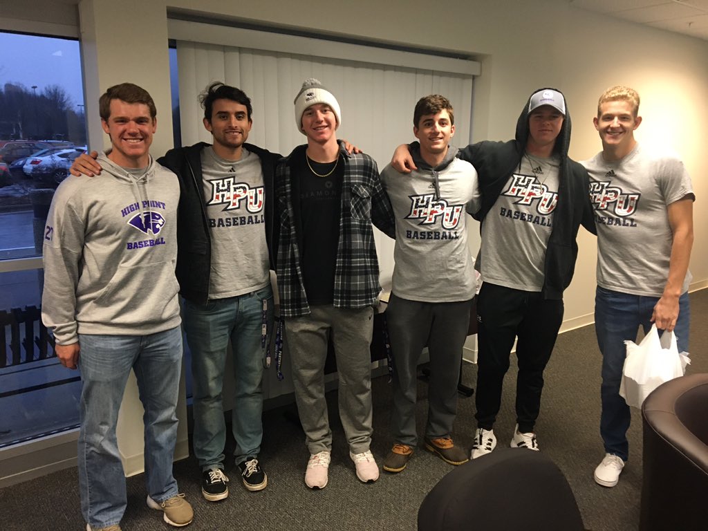 A few <a href="/HPUBaseball/">High Point Baseball</a> players taking time out of exam week to assist <a href="/HPUProBonoPT/">HPU Pro Bono Physical Therapy Clinic</a> in a canned food drive this holiday season #projectgratitude