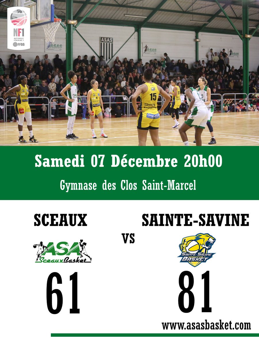 ASASbasket's tweet photo. Défaite de nos NF1 de l'#ASASceaux face à Sainte-Savine 61-81. QT3 catastrophe. Mais on aime toujours nos filles et l'ambiance au Clos était fantastique!
Tous les détails et photos:
▶️https://t.co/sm2PnB0IdE
▶️https://t.co/vXJIDoJizO
#basket #basketball #basketNF1 #basketféminin https://t.co/oC4XAHQAj4