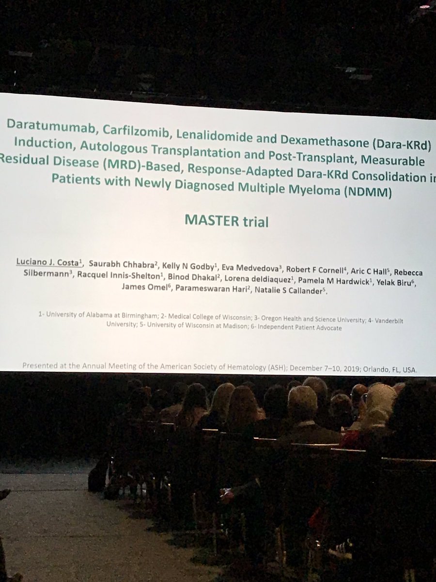 IMFjimMYELOMA's tweet photo. @End_myeloma received richly-deserved applause for his work and inclusion achievements in MASTER trial to use MRD measurements to safely end #myeloma therapy. The applause choked him up! I know how many years he has worked to make this trial happen for patients. Thank you Luciano https://t.co/pfoXPlqaTr