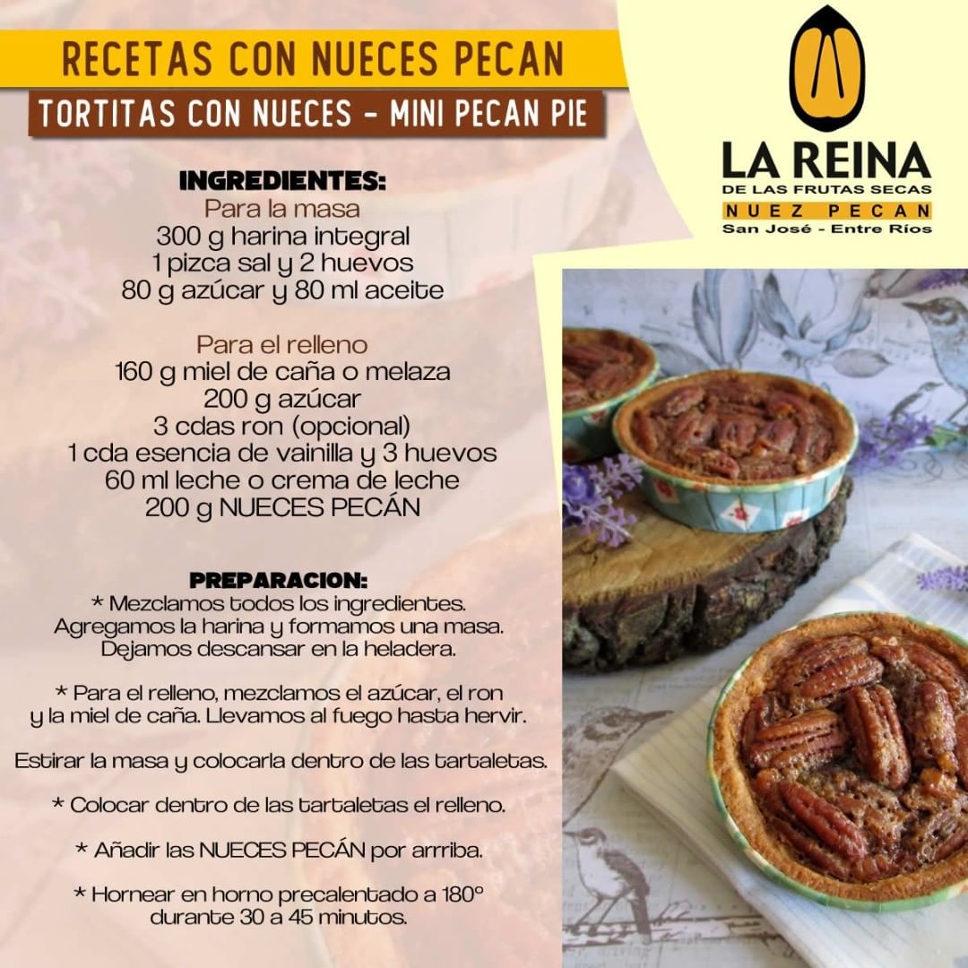 Nuez Pecan "La Reina" te ofrece una amplia variedad de nueces con alto valor agregado. Contamos con múltiples recetas para que disfrutes la más exquisita gastronomía.

¿Tenés alguna para sugerirnos? Dejala en los comentarios 👇🤩