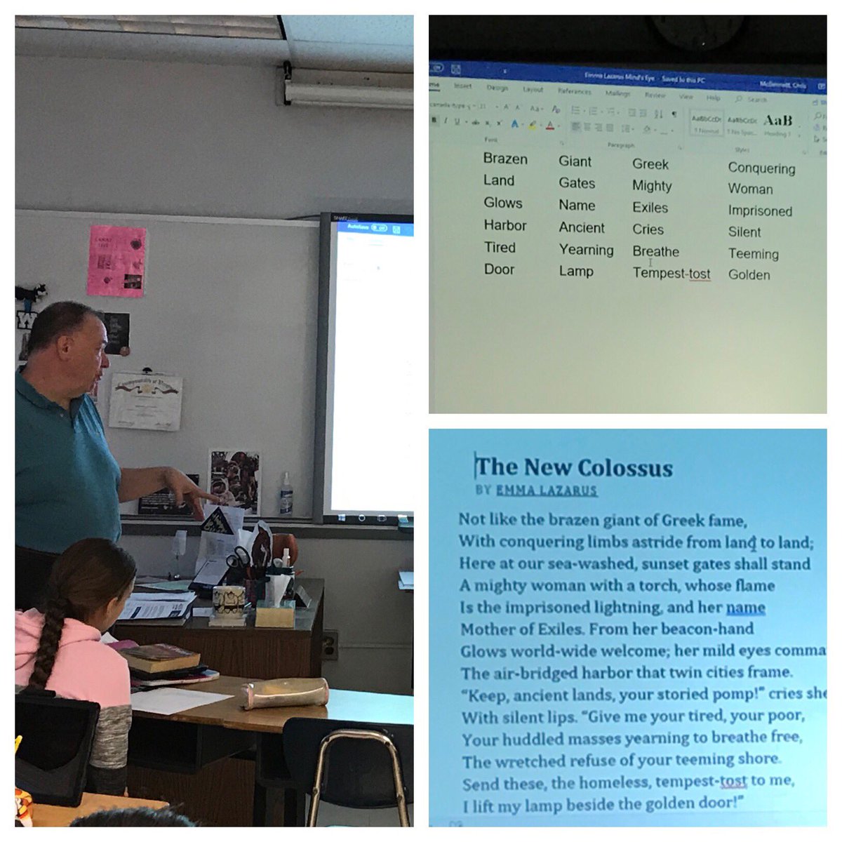 MsHanReads's tweet photo. Another view into students’ thinking with Mind’s Eye activity with Mr. McDermott! Great predictions, drawings, feelings, and questions #WMSreads #WMSwrites #NewColossusPoem https://t.co/c4ZCMIfKIv