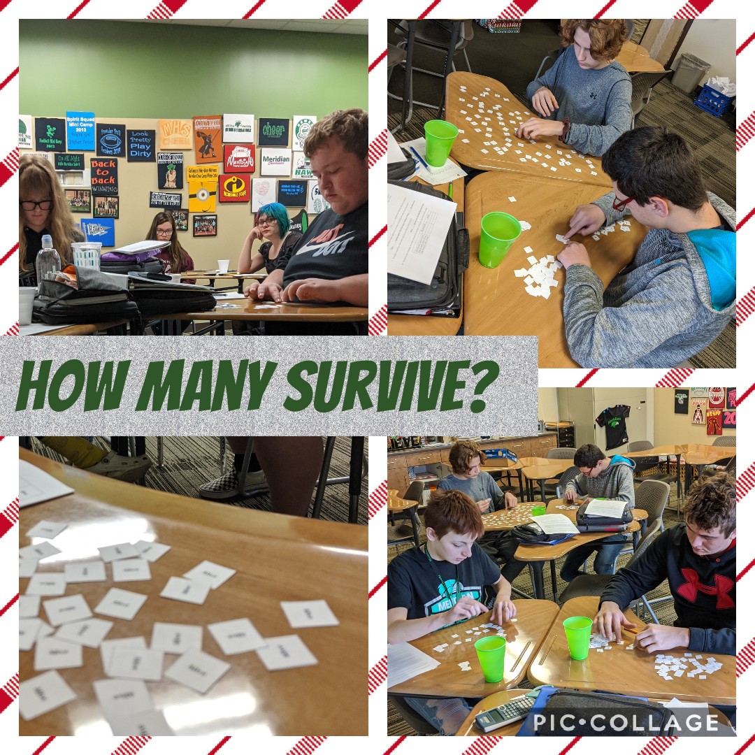 missmull214's tweet photo. Intro to exponential functions today in Algebra B! We did an activity that simulated how many would survive on a desert island. Many good discussions stemmed from this activity. 
#mullsmath
#discoverylesson 
#happyhawks
#wearemeridian https://t.co/vxoJvue254