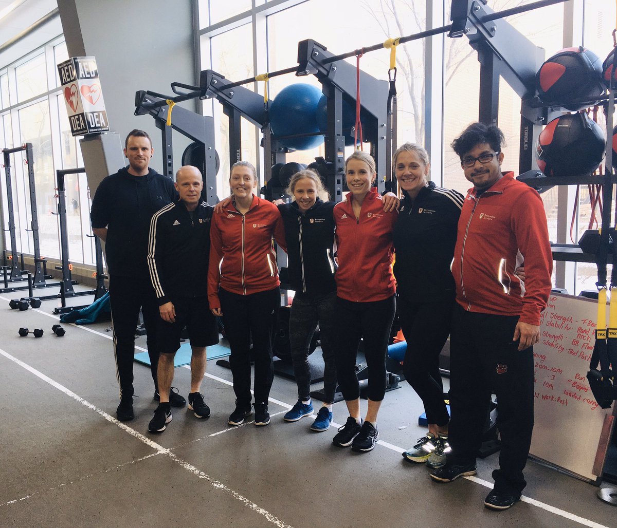 Today Strength Coach Nigel Moore coached the Recreation Services admin. team through an intense workout session from the New Law Enforcement Strength and Conditioning Program! 

Spots are still available and the program begins January 7!
More details at: recreationservices.uwinnipeg.ca/Program/GetPro…