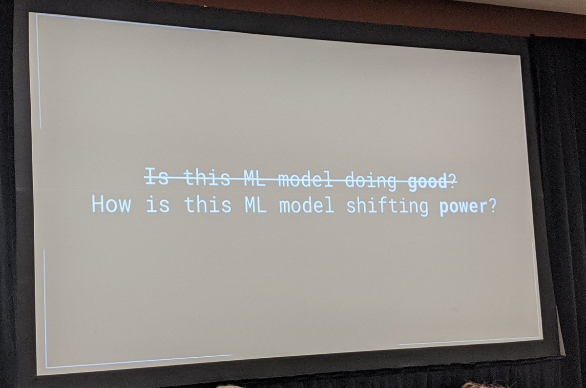 "Is this ML model doing good?" crossed out.

"how is this ML model shifting power?"