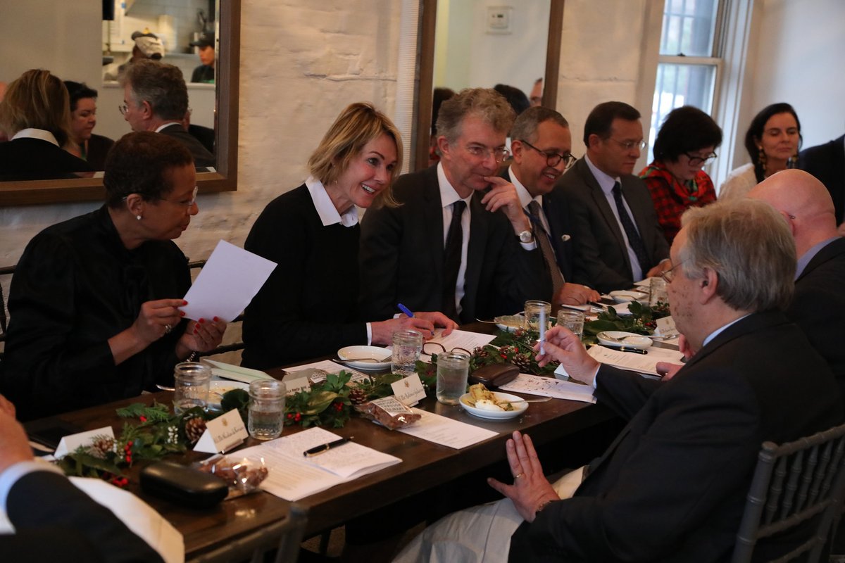 Hosting <a href="/UN/">United Nations</a> Secretary-General <a href="/antonioguterres/">António Guterres</a> and the #UNSC for lunch at <a href="/EmmasTorch/">Emma's Torch</a>, a Brooklyn restaurant that empowers refugees &amp; victims of human trafficking with a safe environment to learn culinary &amp; job skills. Great to hear their stories and support their success.
