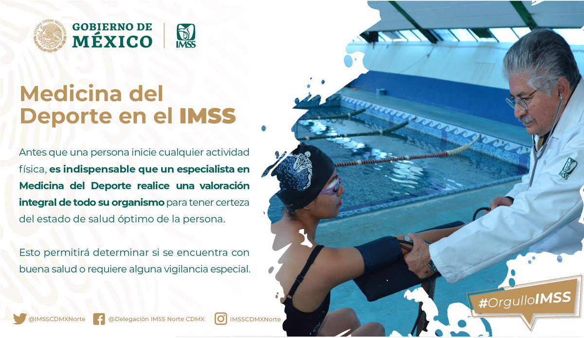 IMSSCDMXNorte's tweet photo. #OrgulloIMSS | Antes de iniciar cualquier actividad física, acude con un especialista en Medicina del Deporte. 👇🏾 https://t.co/uKRy8EHGPw