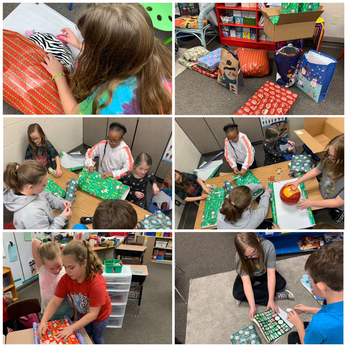 CounselorSodoro's tweet photo. Today the Kiwanis Kids Club @MPSRockwell wrapped gifts for the @millardpwc adopt-a-family project. 🎁❤️ #TeachGenerosity @kiwaniskids https://t.co/Fq3CWxTsas