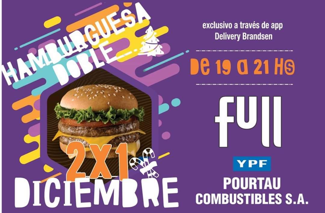 DeliveryBrandse's tweet photo. VOLVIÓ EL 2X1 EN LA FULL

¡Todos los días de 19 a 21 hs llevate 2 combos de Hamburguesa Doble al precio de uno!

Pedilo a través de la app o entrando a https://t.co/yImSMa9QAK.

Exclusivo a través de DeliveryBrandsen https://t.co/OOqkF6ISLD