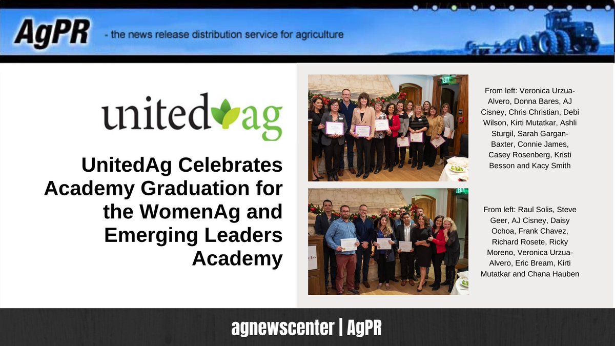 agnewscenter's tweet photo. Via AgPR: @UnitedAgOrg Celebrates Academy Graduation for the WomenAg and Emerging Leaders Academy https://t.co/4rB3Qf5S6e #Congratulations https://t.co/FvNVQbDB68