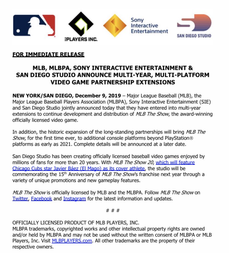 С 2021 года серия бейсбольных симуляторов MLB перестанет быть эксклюзивом PlayStation и станет мультиплатформенной