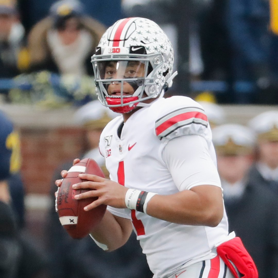 espn's tweet photo. Your 2019 Heisman Trophy finalists:

🏆 Joe Burrow
🏆 Justin Fields
🏆 Jalen Hurts
🏆 Chase Young https://t.co/h2xoX4AuiC