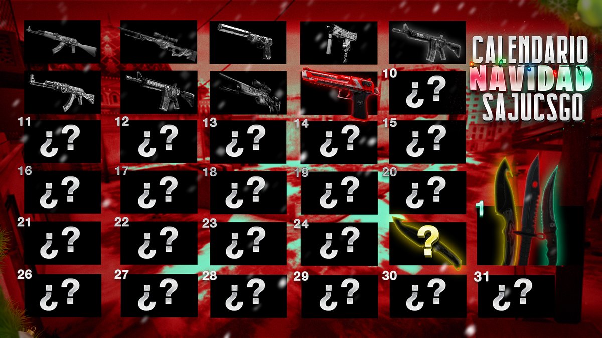 SajuCSGO's tweet photo. 🎄🎄CALENDARIO DE NAVIDAD🎄🎄

Día 9 : Desert Eagle | Code Red

REQUISITOS:

- Seguirme
- Dar RT
- Estar suscritos a mi canal
- Aplicar DESCUENTO en SKINCLUB: https://t.co/NNgIHtpHT3 (10% EXTRA)

Mañana se publicará el ganador y el sorteo del día siguiente 🎅 https://t.co/bWkgOivF8w