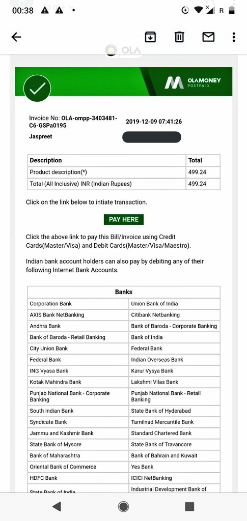 jaarora's tweet photo. @olamoney_in hey. What is this? I haven't used / bought anything. Why am I being invoiced. Pls check https://t.co/kUXdxMga5I