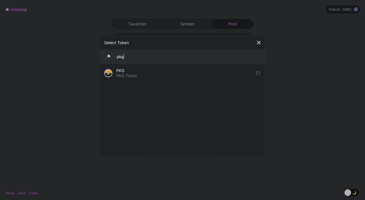 pkgtoken's tweet photo. PKG is listed on Uniswap @UniswapExchange with PKG/ETH pair! https://t.co/ZigiimEQlZ. You can trade PKG into any coin with PKG contract address! 😍https://t.co/QeWUHSlJKK🚀#pkgtoken #pkg #pkgx #bitcoin #btc #ethereum #eth #crypto #cryptocurrency #uniswap #defi #swap #eth2 #hodl https://t.co/qRXg8cpcrg