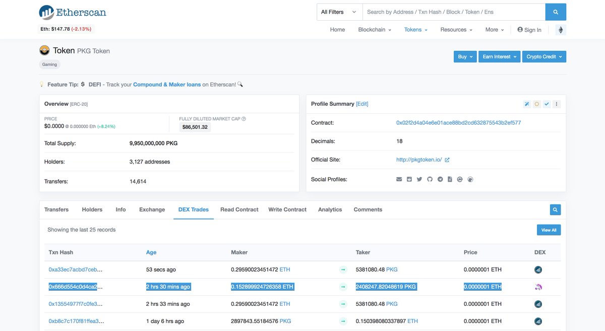 pkgtoken's tweet photo. PKG is listed on Uniswap @UniswapExchange with PKG/ETH pair! https://t.co/ZigiimEQlZ. You can trade PKG into any coin with PKG contract address! 😍https://t.co/QeWUHSlJKK🚀#pkgtoken #pkg #pkgx #bitcoin #btc #ethereum #eth #crypto #cryptocurrency #uniswap #defi #swap #eth2 #hodl https://t.co/qRXg8cpcrg