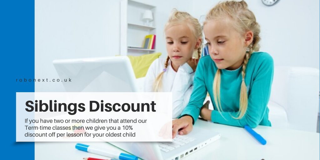 createmynext's tweet photo. If you have two or more children that attend our Term-time classes then we give you a 10% discount off per lesson for your oldest child.
.
Visit us for more: https://t.co/WpCPbufUoj
.
.
#robonext #robotics #technology #art #robots #anime #inktober #engineering #d #tech #manga https://t.co/yiy9RBJfZM