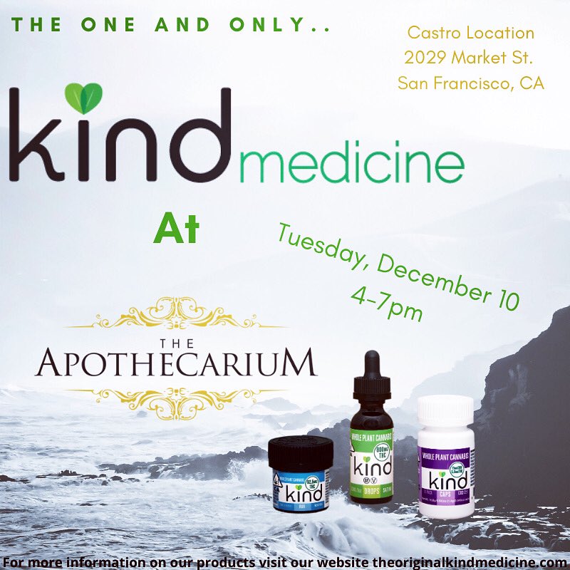 Why_Kind's tweet image. 🍃Kind Medicine will be @apothecariumsf Castro tomorrow 4-7pm. We look forward to seeing you there 🎄
#demo #vendor #sf #castro #bayarea #highquality #wholeplant #herbalife #knowyourmedicine #patienteducation #dispensaries #ontheroad #weouthere #supportlocalbusiness #giftideas