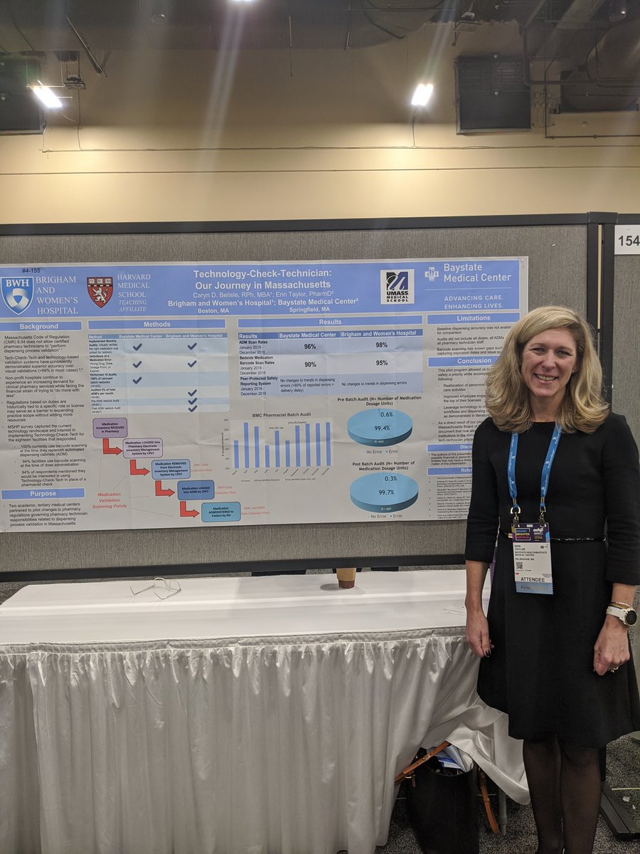 MAPharmacists's tweet image. @erinmactaylor presenting a poster co-authored with @cdom0919 about the Technology Check Technician journey in MA.  Thank you so much for your work on this initiative! #ASHP19