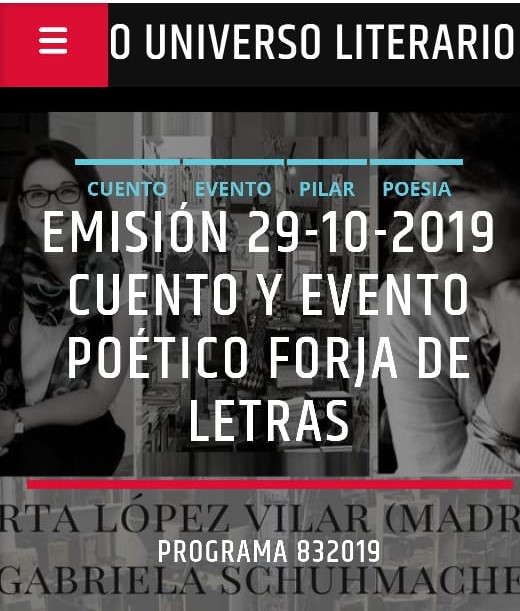 EHdMv's tweet photo. Radio Universo Literario, Madrid  
Encuentro en @forjadeletras 26/10 
https://t.co/xNDe07SyC0 (desde 06:45) https://t.co/WFjSPNVafE

@radiouliterario Gracias por tan bello registro! https://t.co/vsiImrplev