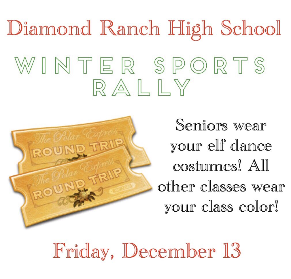 diamondranchasb's tweet photo. All aboard! The Winter Sports Rally will be this Friday featuring the senior elf dance! https://t.co/jbhdzhxCe2