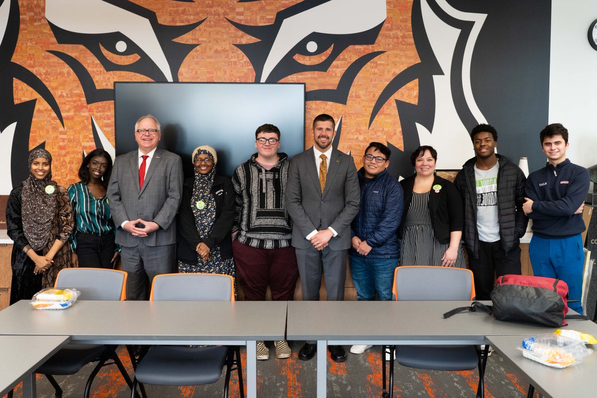 ISD742's tweet photo. @GovTimWalz, @RepWolgamott and Commissioner of Human Rights @RebeccaLuzluz toured Tech today! #IAM742 https://t.co/5B0x3GzJ8d