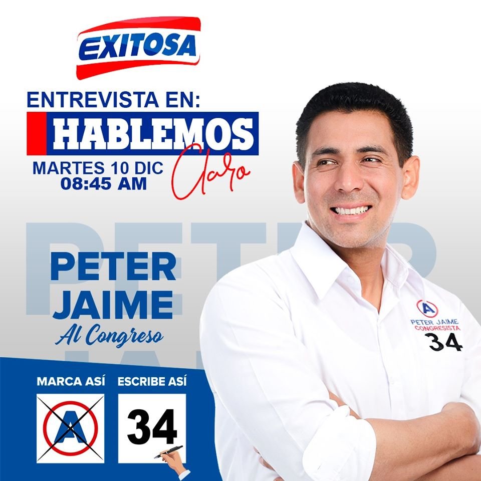 PeterJaimeC_'s tweet photo. Mañana estaré en @exitosape junto con @NicolasLucar  en su programa #HablemosClaro .
Muchas gracias por la invitación 🖥📺 @Peru_APP 

#PeterJaime
#A34porPETER
#Entrevista https://t.co/xSGz7VSoSs