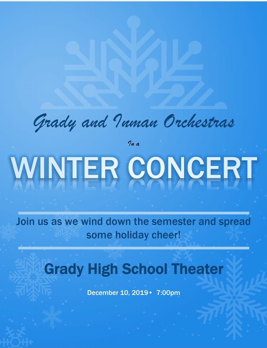 DTHMSOrchestra's tweet photo. Please come out and support @GradyOrchestra and @InmanOrchestra for our joint Winter Concert tomorrow night! #GradyCluster #apsarts @APSInman @APSGradyKnights https://t.co/1s0EH9Nx4l