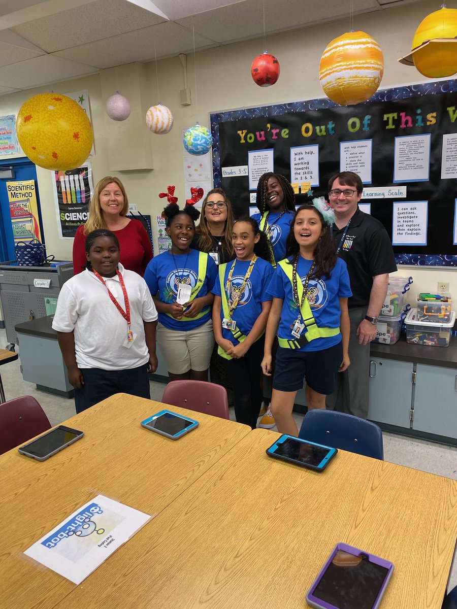 HPBrinkworth's tweet photo. Escorted by @5000RoleBCPS to the amazing Mr. Seage’s class for Hour of Code with kindergarteners and the very patient and helpful safety patrol assistants @CypressBCPS @CypressOwls #HourofCode2019 @BrowardSTEM Thank you for allowing me the opportunity to join in the fun! https://t.co/mUEIFUveds