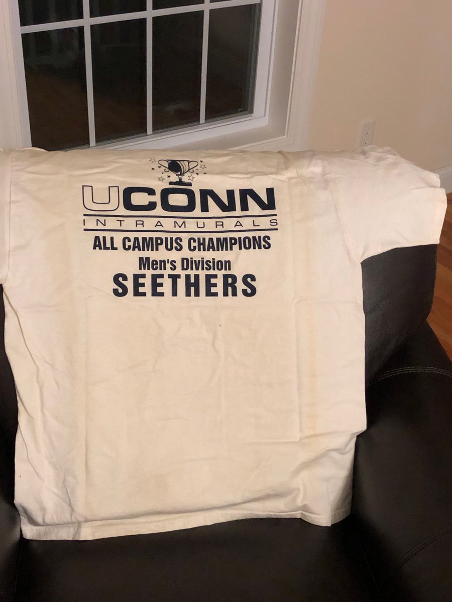 JaredLav's tweet photo. Doing some organizing today. Counted 29 @UConnRec intramural T-shirts. Some still in the rotation. @SeethersUConn https://t.co/tnonSwIw1w