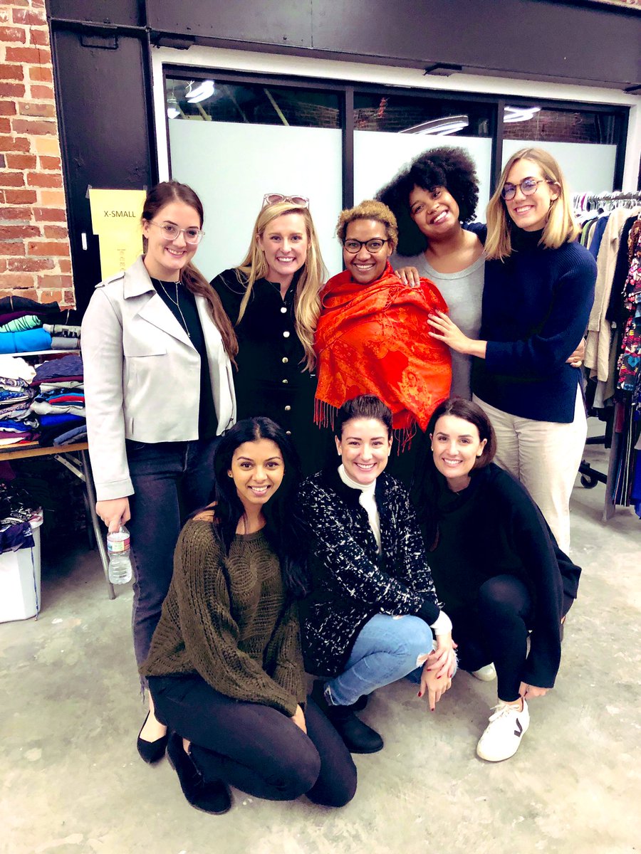 allechristine's tweet photo. #TwitterForGood, holiday edition. Massive gratitude &amp; thanks to my team for coming out to volunteer in support of @theninessf, a cause near &amp; dear to my heart.

We helped prepare 60 boxes of curated clothing for young girls in need! 🧡 https://t.co/Ux8CSz0W7b