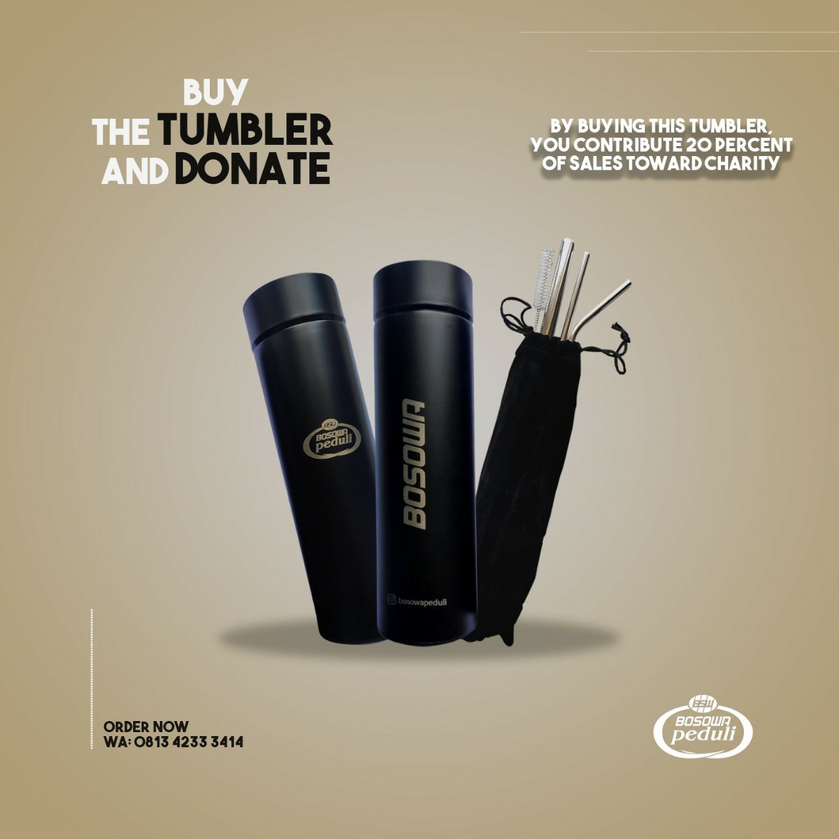 *Buy the Tumbler and Donate*

Dengan membeli tumbler Bosowa Peduli, kamu telah ikut berkontribusi dalam program sosial <a href="/bosowapeduli/">Bosowa Peduli</a> , dan menjadi bagian orang-orang yang menyelamatkan bumi dari plastik.

#bosowapeduli #zerowaste #greenmaker #bringyourowntumbler #tumbler #straw