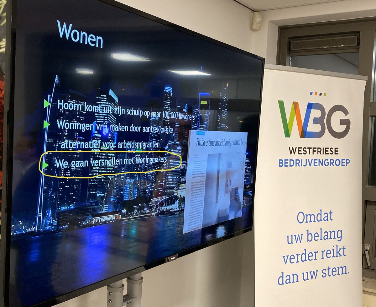 Gisteren een presentatie gegeven van de Westfriese Bedrijvengroep. Veel enthousiasme voor het concept Woningmakers dat zij ook willen omarmen: “We gaan versnellen met de Woningmakers”.