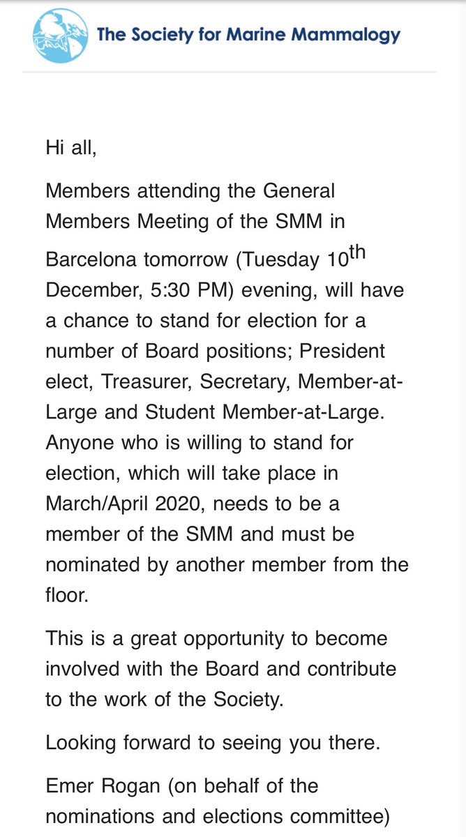 SMM Student Affairs (@smmstudents) on Twitter photo Students at #WMMC19, please attend the SMM AGM today! We are looking for nominees for the next Student Member-at-Large. If interested, please nominate from the floor.<a href="/wmmc2019/">World Marine Mammal Conference</a> <a href="/marinemammalogy/">Marine Mammalogy</a> #students Students at #WMMC19, please attend the SMM AGM today! We are looking for nominees for the next Student Member-at-Large. If interested, please nominate from the floor.<a href="/wmmc2019/">World Marine Mammal Conference</a> <a href="/marinemammalogy/">Marine Mammalogy</a> #students