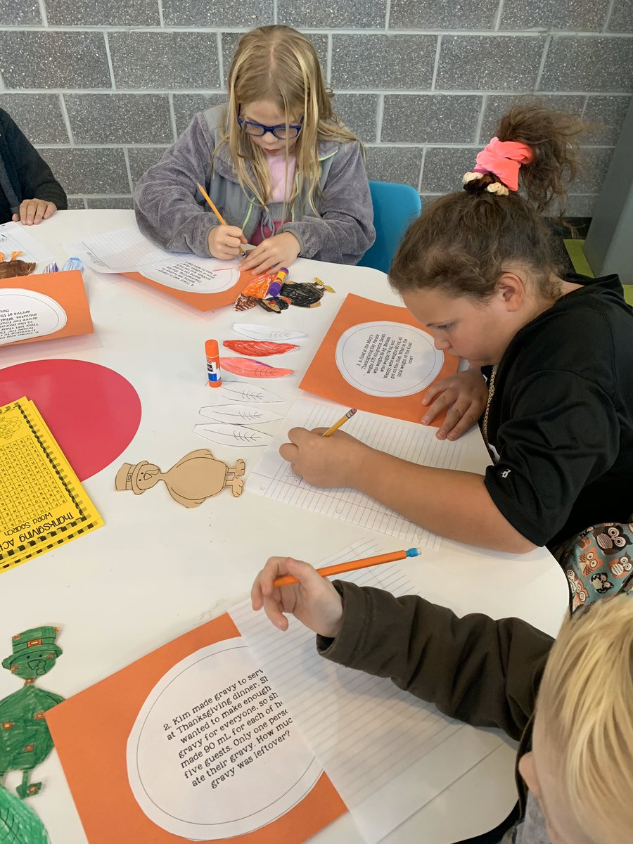CarmelElem's tweet photo. In preparation for an upcoming assessment on elapsed time, mass, and volume, our third graders completed a Thanksgiving activity. They determined how long different meals took to prepare, how long it took to travel to their families, and the mass and volume of various foods. https://t.co/qChbKzbNoq