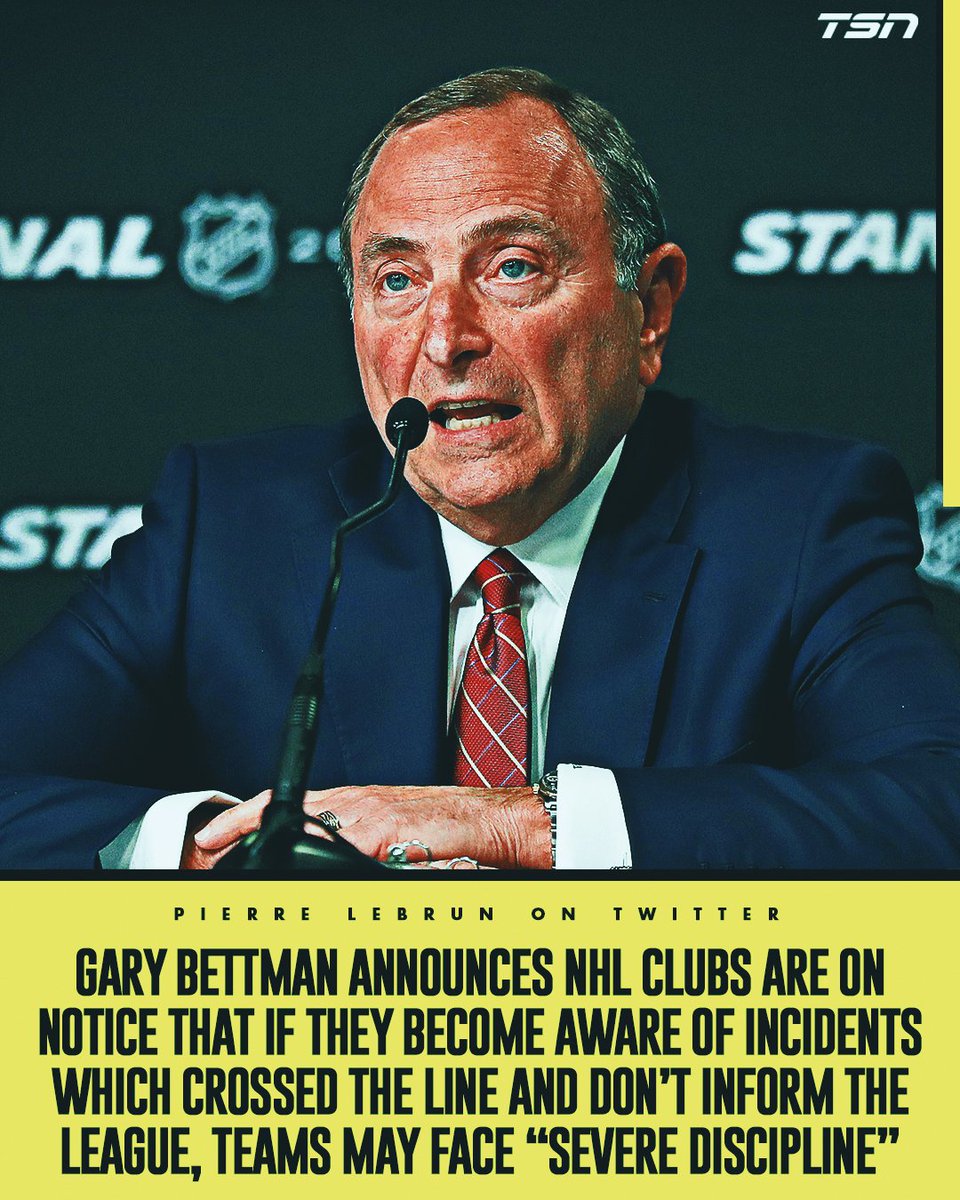 TSN_Sports's tweet photo. Gary Bettman announces changes that will be implemented following multiple incidents around the NHL. https://t.co/89eZQTfHOf