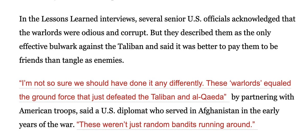 "Don't tolerate corruption!" Some say. Well, the beneficiaries were the only ones in the country working with the US. The problem wasn't that we tolerated corruption, it's that the whole project was impossible. 32/n