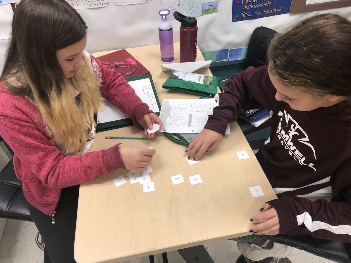 SRSChalke's tweet photo. PL everyday... Reading in math,  Powers of 10 visuals, followed by In Class flip lesson and a collaboration sort activity as an exit ticket. @LCPSFarmwell @FSMSpta https://t.co/70ONWBNxl7
