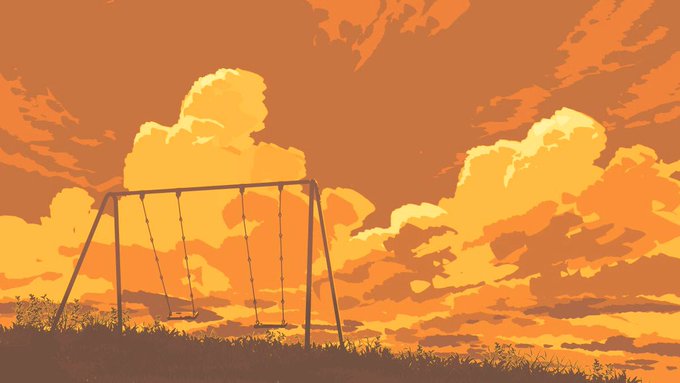 「no humans orange sky」 illustration images(Popular)
