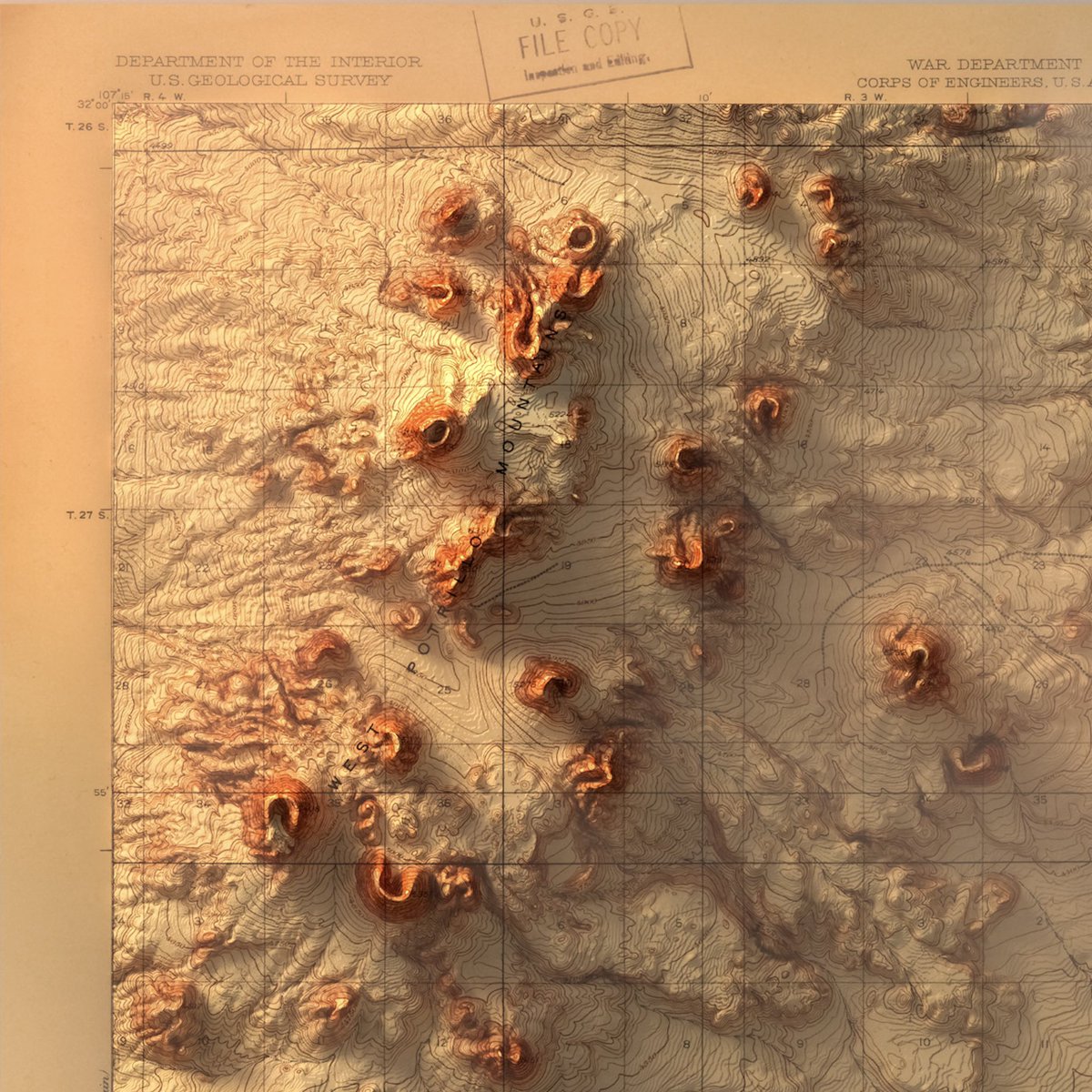 longitude110's tweet photo. New Mexico / Mt Riley Quadrangle - #3dmap #blender3d #topography #maps #mapart #mapporn  #mapping #cartography #gis #maps #usgs #newmexico https://t.co/G7RJ9bAOK2