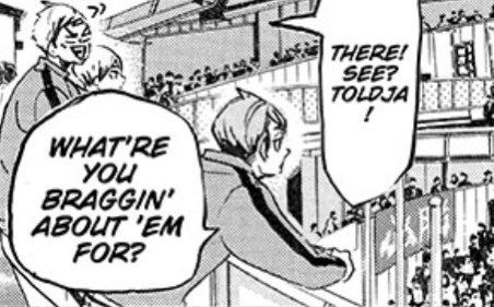 kita teeny head peeking out from osamu's speech bubble