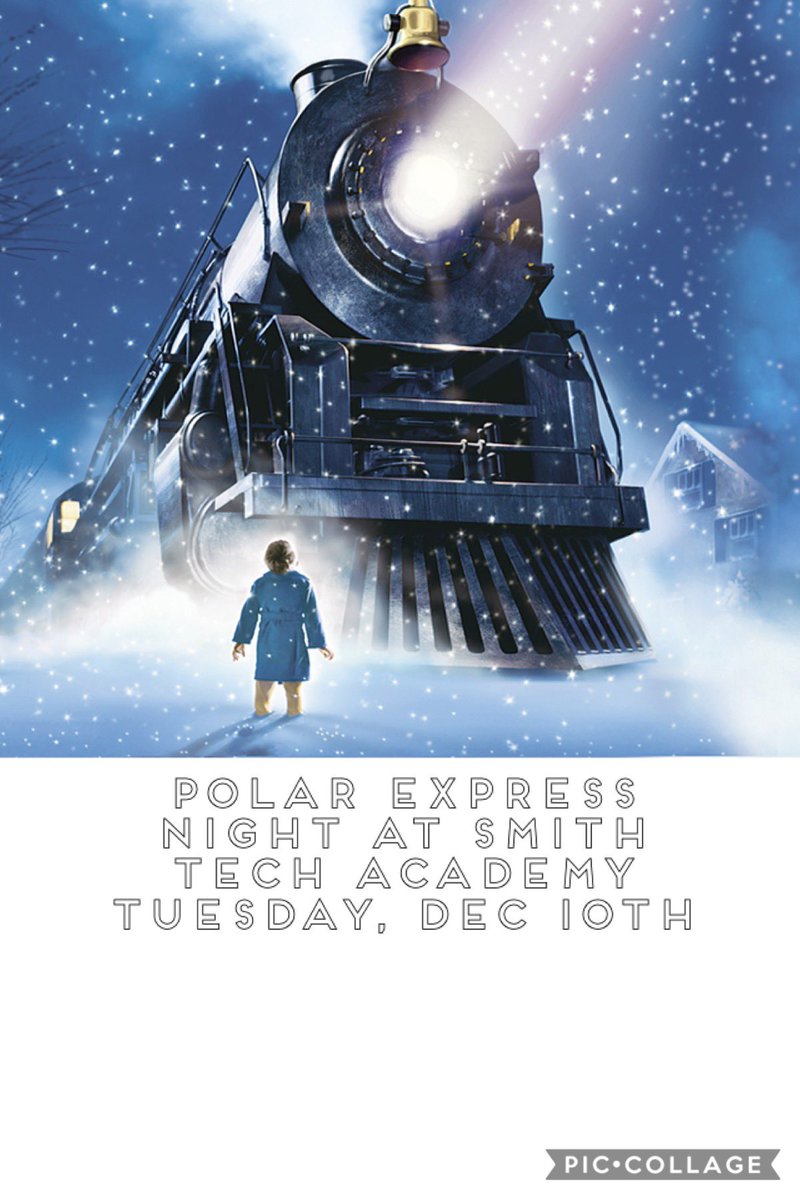 Smith_stars's tweet photo. Join us as Smith Tech Academy Boosters present Polar Express Night! Holiday activities beginning at 4:00pm, movie to follow at 5:00pm. #gostars #smithtechacademy #polarexpress @mnscribner @EdCoachSarah @ColtonJUSD https://t.co/g7KbnxLyG0