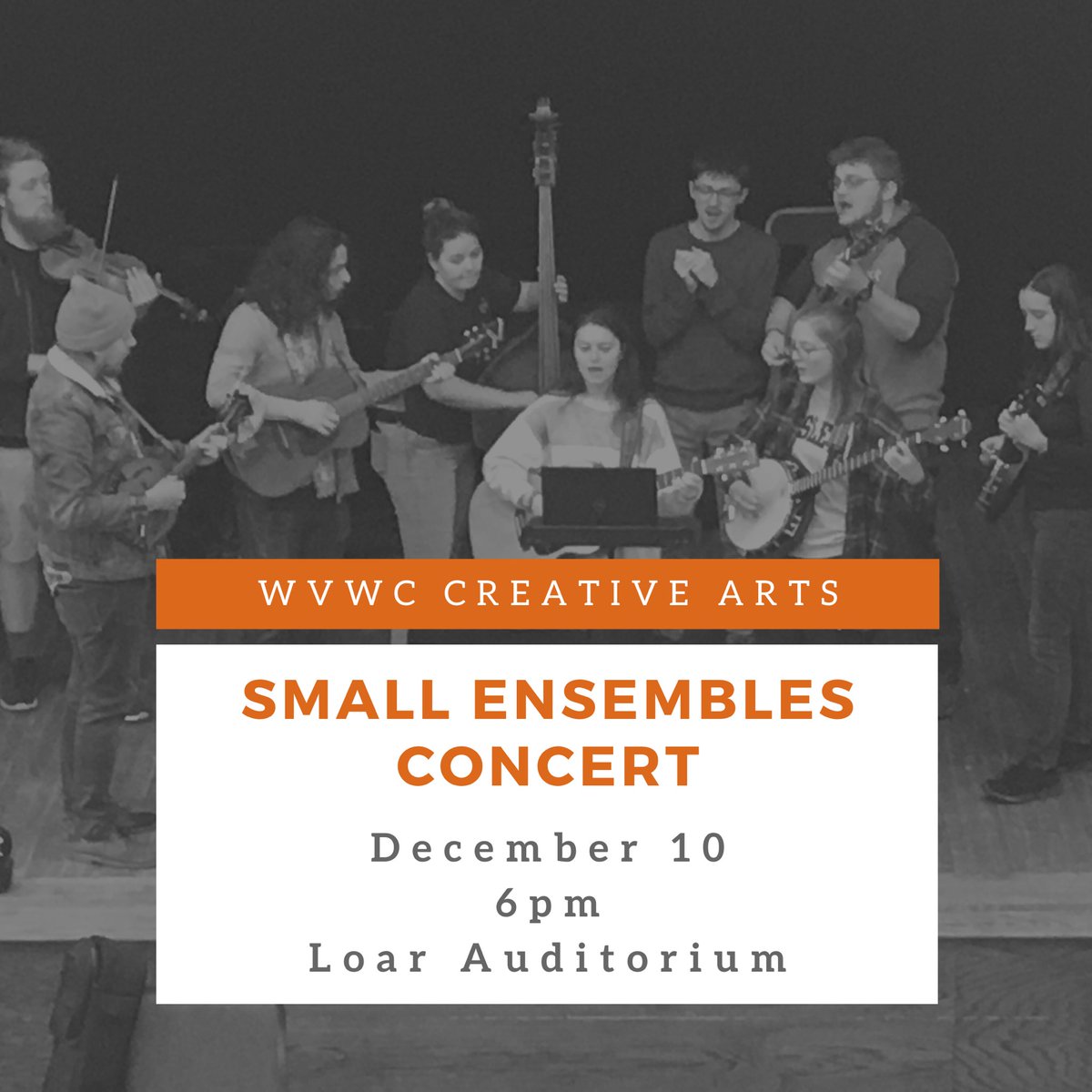 WVWCarts's tweet photo. Come out tomorrow for the final concert of the semester!
#wvwcArts https://t.co/eUo0tI8UeO