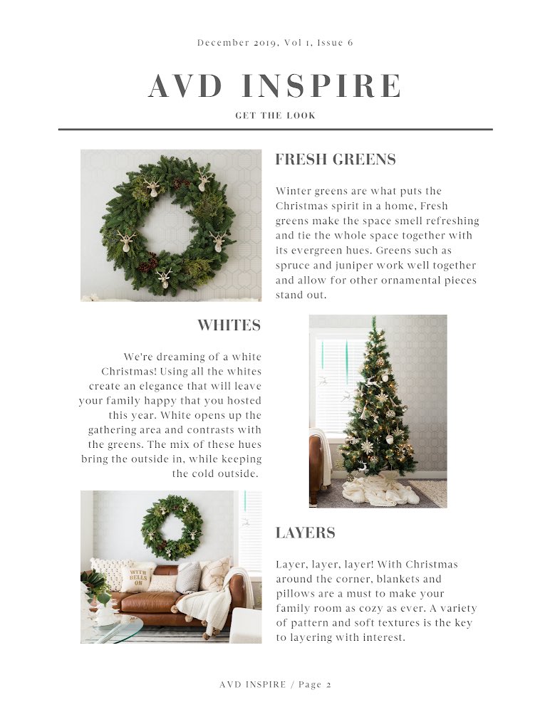 Designs_AV's tweet image. AVD Inspire. This month we are giving you the scoop on how to deck the halls with stunning holiday decor that is sure to delight all your guests. Winter greens are a must!
.
.
#AVDesigns #InteriorDesign #Design 
#Interiors #AVDInspire #DesignInspiration
#DesignBlog #Newsletter