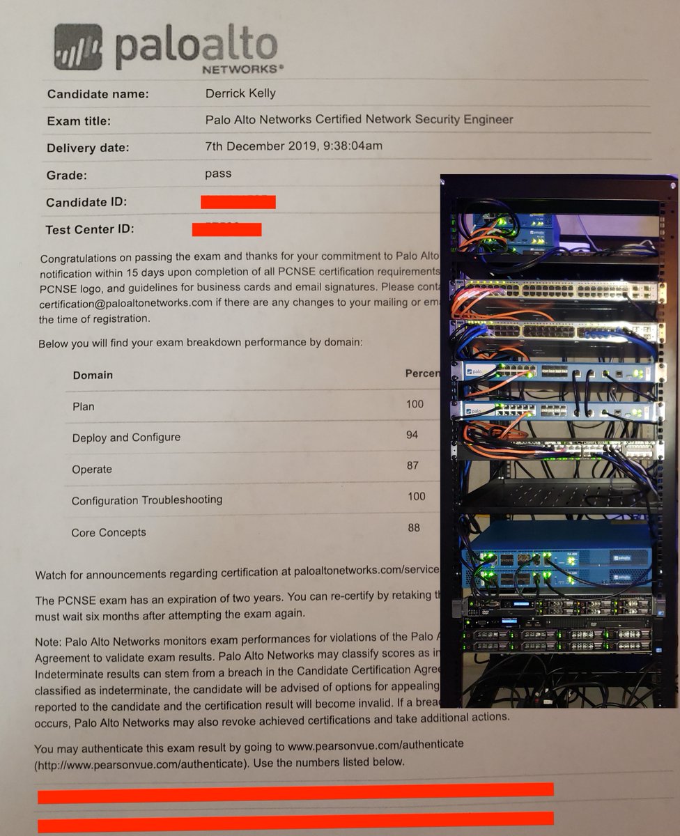 After 3 weeks of study and some practice in my home lab, I have successfully passed the PCNSE for the 3rd time in my career. My lab on the security side consists of 3 pa220's, 1 pa200, 2 pa3050's, 2 pa820's, and Panorama.