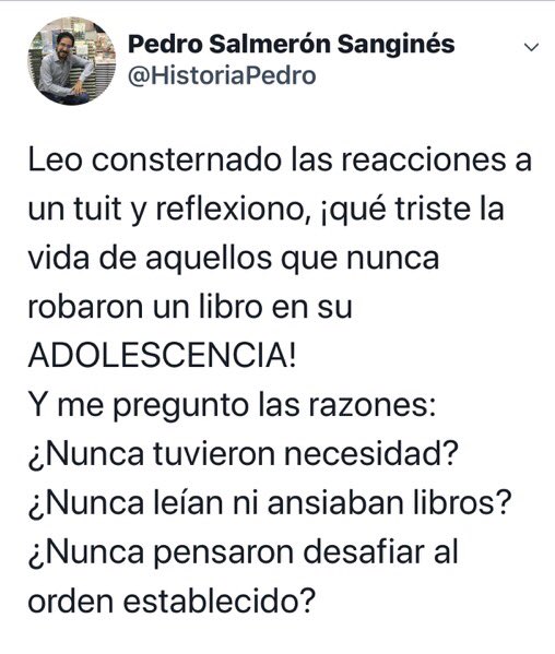 ross_marz's tweet photo. “¿Por qué será que personas a las que jamás se les pasaría por la imaginación robar nada encuentran perfectamente lícito robar libros?”
               
          HELENE HANFF
#RobarEsRobar 
#CitasCitables https://t.co/ZmgHBb4gC0