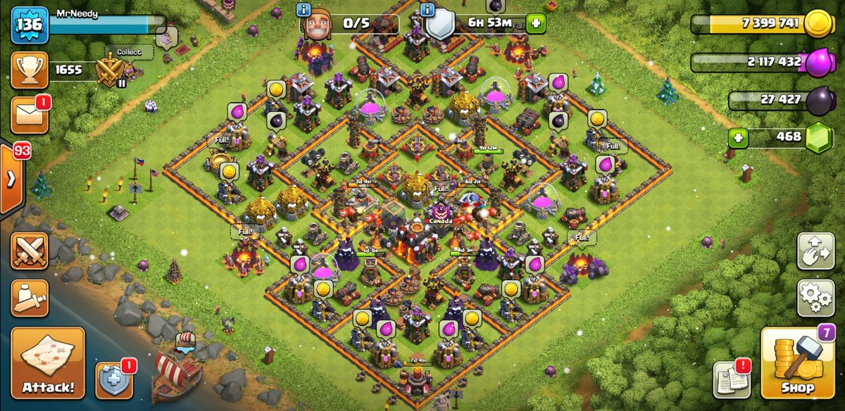 Wanlassjeremiah's tweet photo. @Chris_CoCMaster What I have left to do 😭😭 plus the traps, elixir and de pumps and gold collectors ☹ https://t.co/zvcyD60LYS