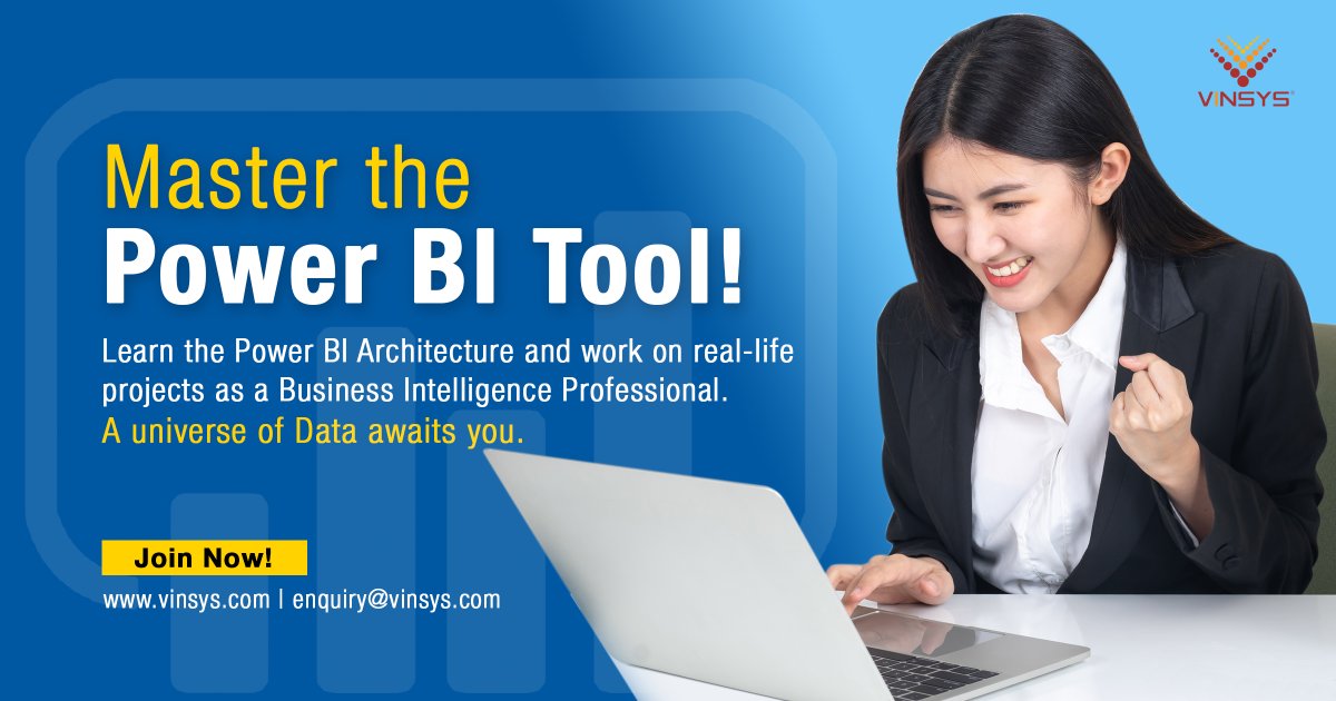 VinsysOfficial's tweet image. #PowerBITraining 
This is what you’ll learn:
👉 Thorough knowledge of #PowerBItool
👉 #DataAnalysis, visualization &amp;amp; modeling 
👉 Creating high-quality #PowerBIreports &amp;amp; dashboards and more...
Enquire now vinsys.com/contactus #PowerBI #PowerBICertification #PowerBItraining